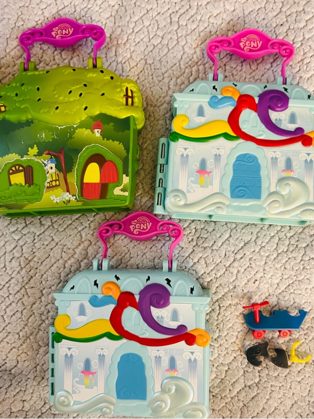 My Little Pony Playset Cases with a few accessories